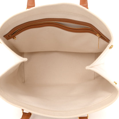 Celine Canvas Calfskin Logo Print Small Horizontal Cabas Natural Tan 5 of 10