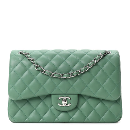 Chanel Lambskin Quilted Jumbo Double Flap Green 1 of 10
