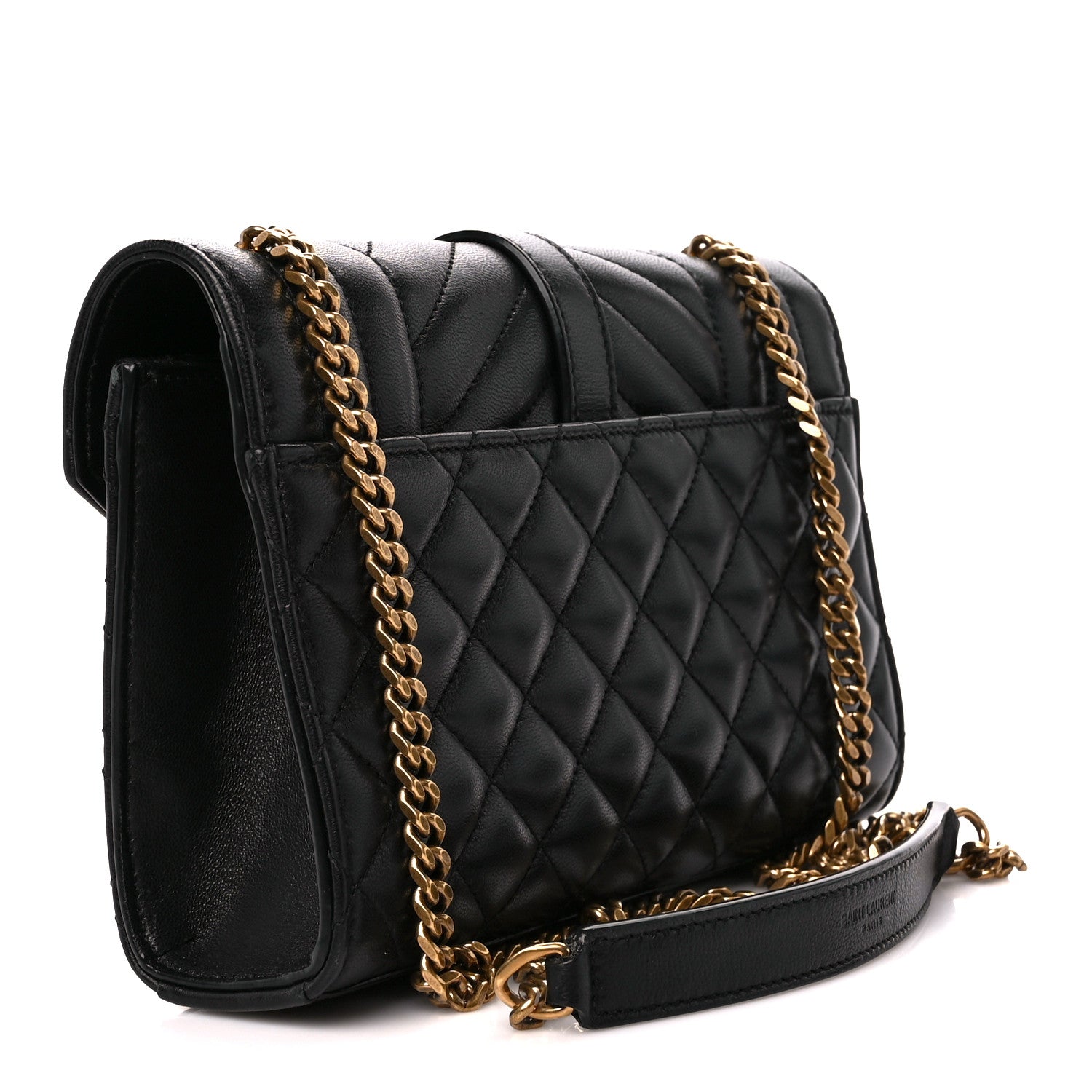 Saint Laurent Lambskin Mixed Matelasse Triquilt Small Monogram Satchel Black 3 of 12
