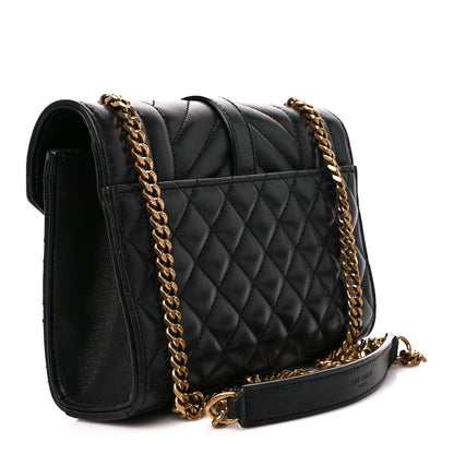 Saint Laurent Lambskin Mixed Matelasse Triquilt Small Monogram Satchel Black 3 of 12