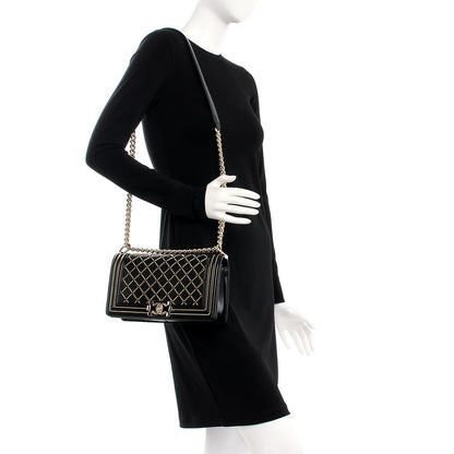 Chanel Lambskin Chain Quilted Medium Boy Flap Black 2 of 8