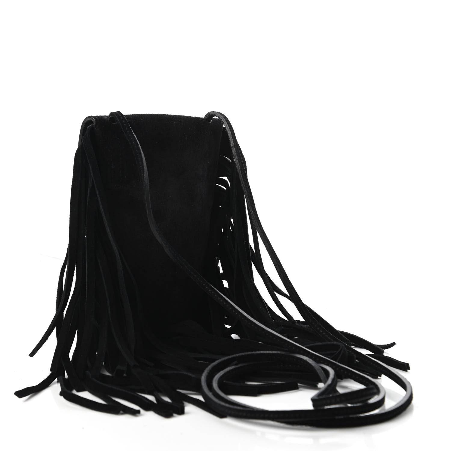 Saint Laurent Suede Fringe Toy Monogram Anita Crossbody Bag Black 3 of 10