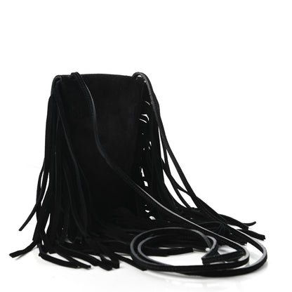 Saint Laurent Suede Fringe Toy Monogram Anita Crossbody Bag Black 3 of 10