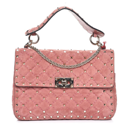 Valentino Garavani Suede Medium Rockstud Spike Shoulder Bag Antico Rosa 1 of 8