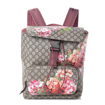Gucci GG Supreme Monogram Blooms Medium Single Buckle Backpack Beige Multicolor Dry Rose 1 of 8