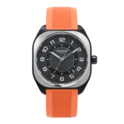 Hermes DLC Coated Titanium Rubber 39mm H08 Automatic Watch Orange 1 of 4