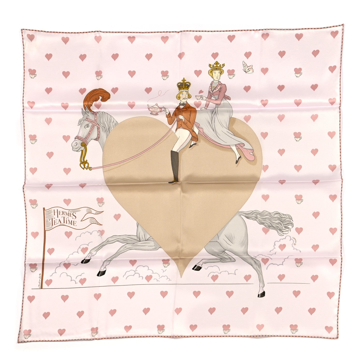 Hermes Silk Hermes Tea Time Scarf 70 Rose Pale Beige 1 of 6
