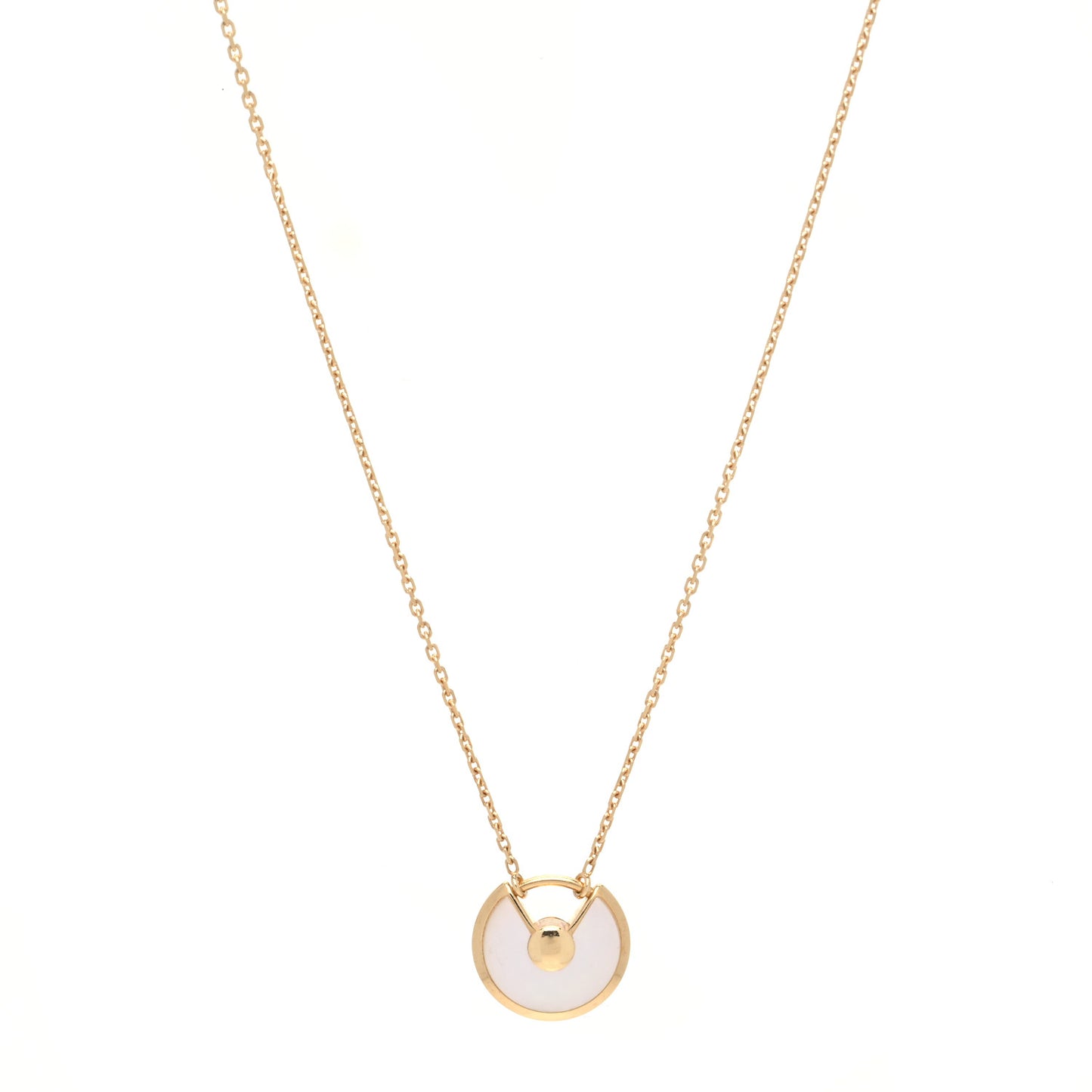 18K Yellow Gold Diamond Mother of Pearl XS Amulette de Cartier Pendant Necklace