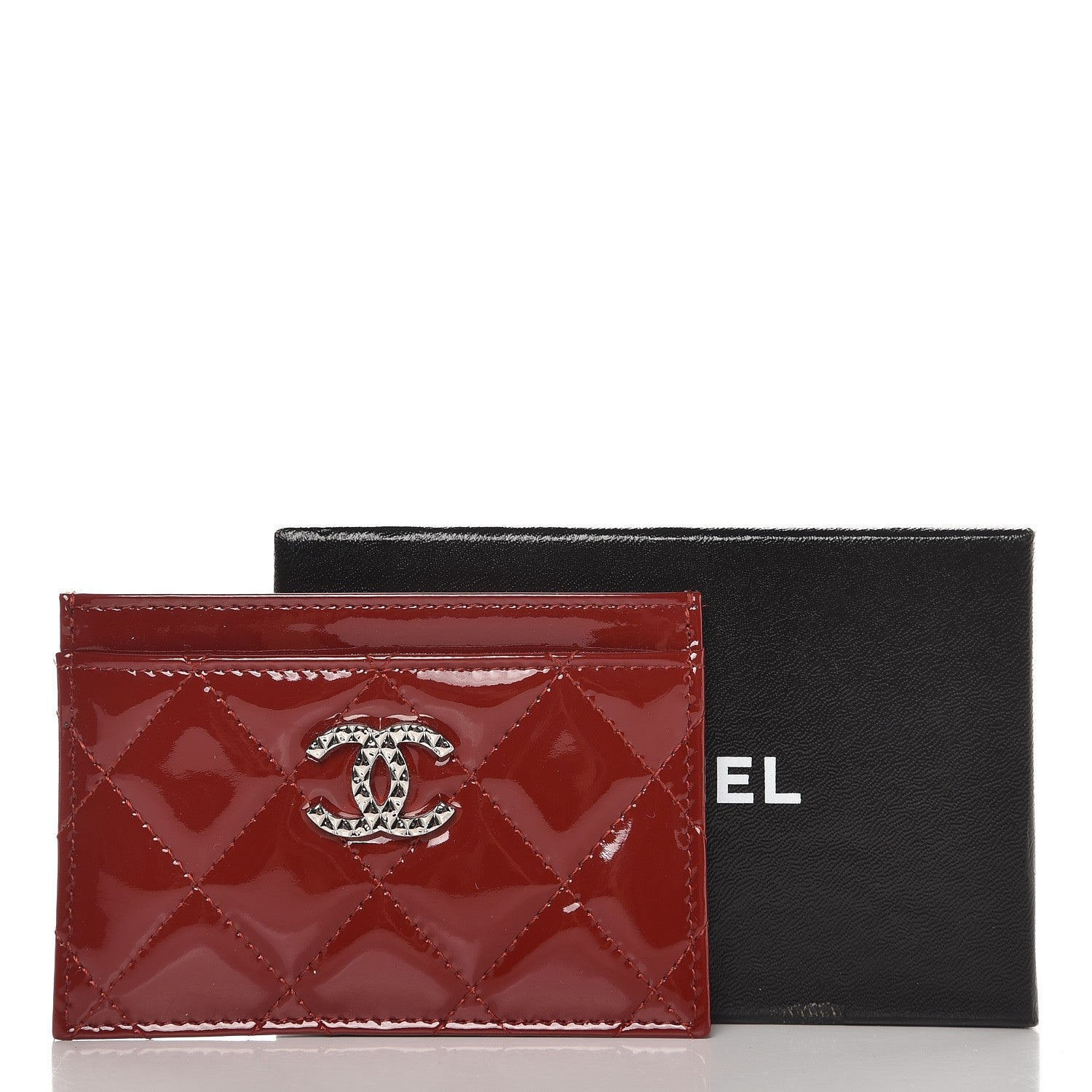 Chanel Patent Quilted Brilliant Card Holder Red 9 of 9
