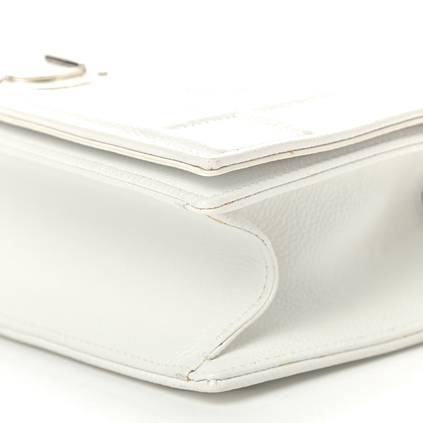 Grained Calfskin Small Diorama Flap Bag Off White