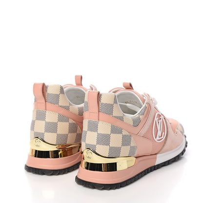Louis Vuitton Suede Damier Azur Run Away Sneakers 36 Pink 4 of 8