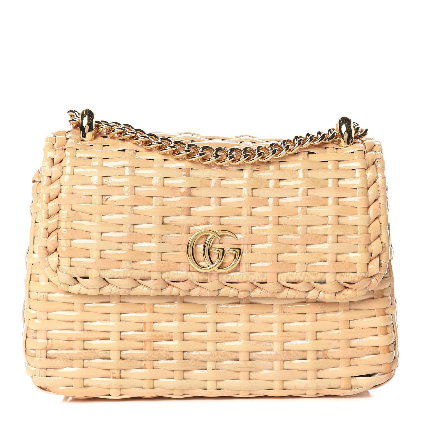 Glazed Wicker Mini Cestino Shoulder Bag Natural