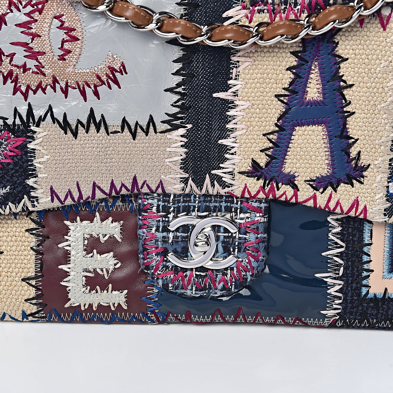 Chanel Denim Tweed Patchwork Jumbo Single Flap Multicolor 10 of 10