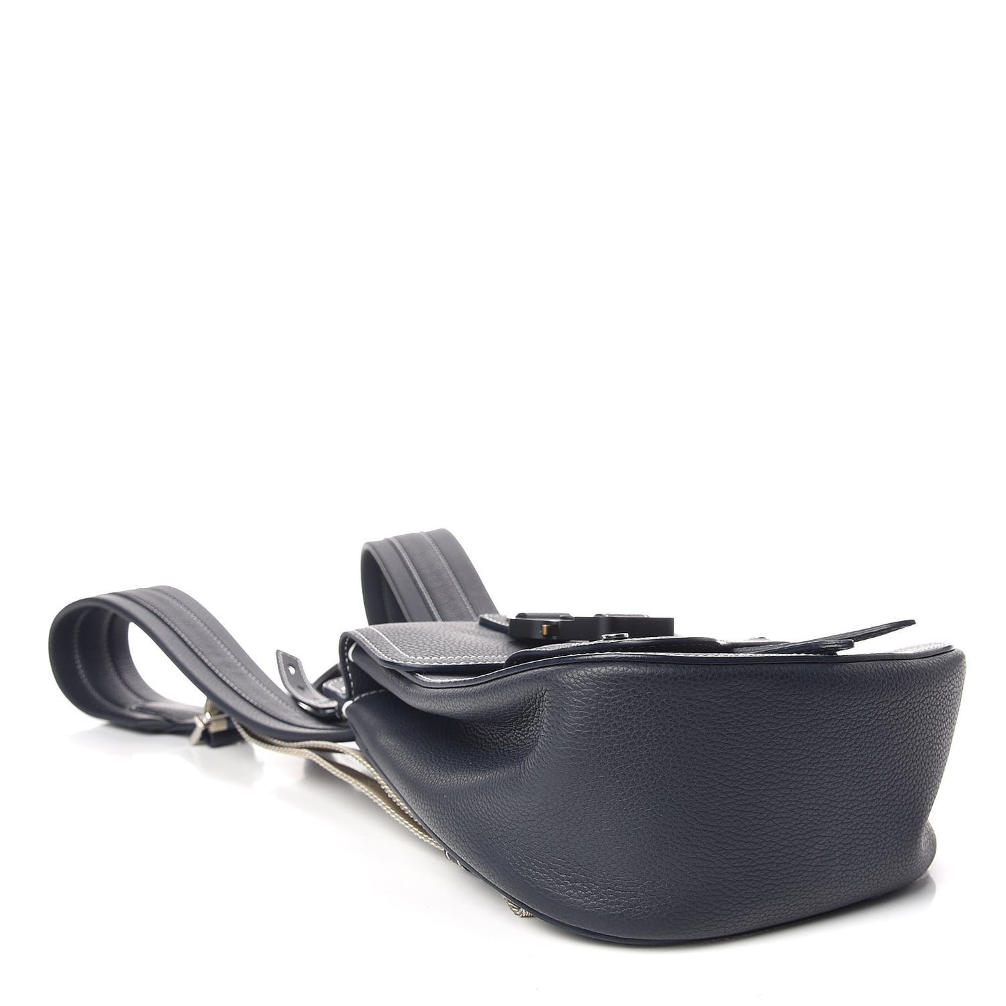 Grained Calfskin Saddle Backpack Navy Blue
