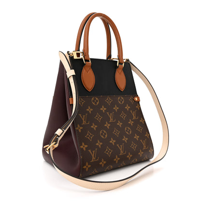 Louis Vuitton Calfskin Monogram Fold Tote MM Black Wine Cream 3 of 10