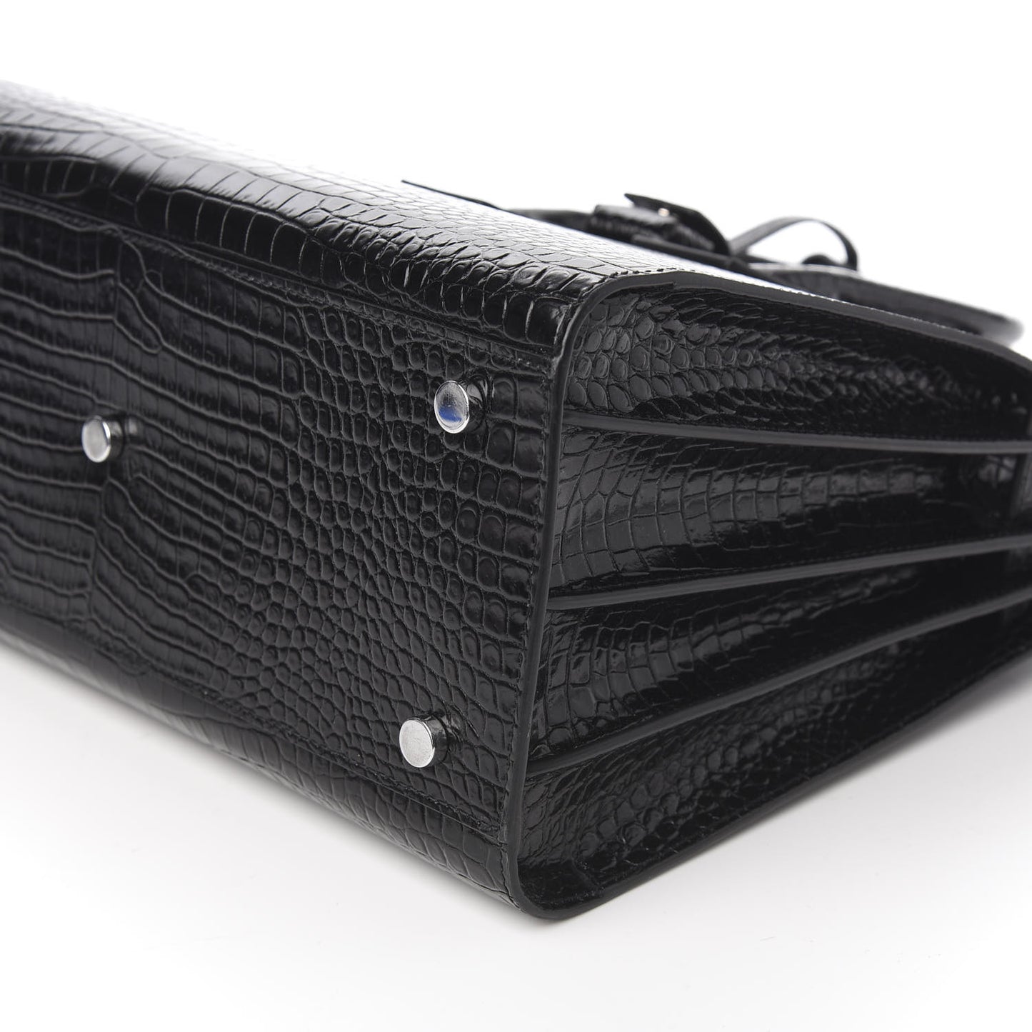 Calfskin Crocodile Embossed Small Sac de Jour Black