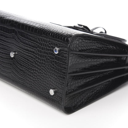 Saint Laurent Calfskin Crocodile Embossed Small Sac de Jour Black 7 of 8