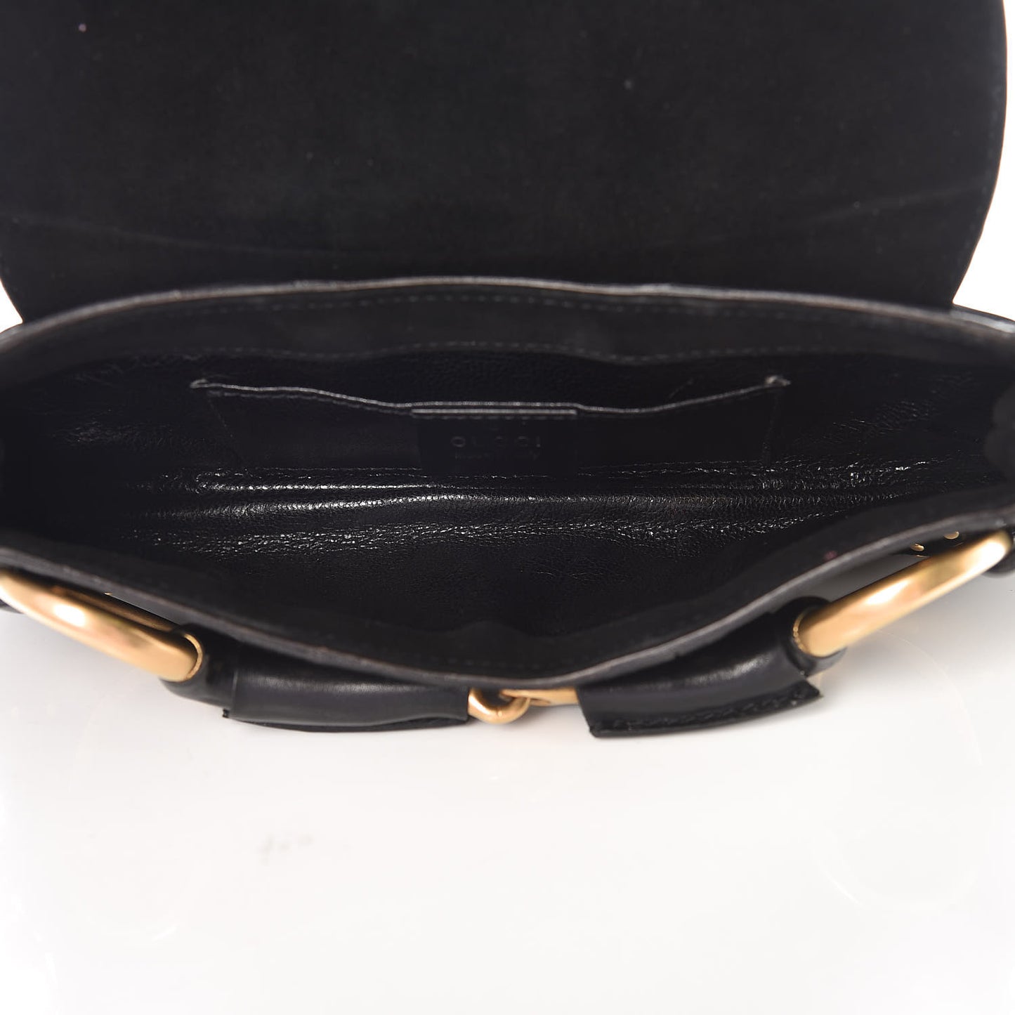 Suede Studded Horsebit Clutch Bag Black