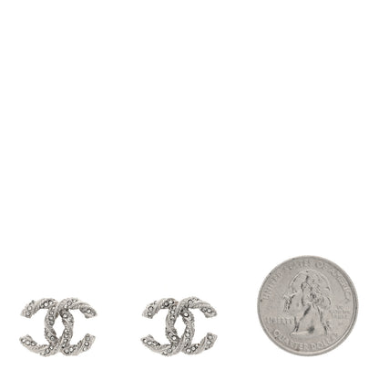 Chanel Crystal Twisted CC Earrings Silver 2 of 4