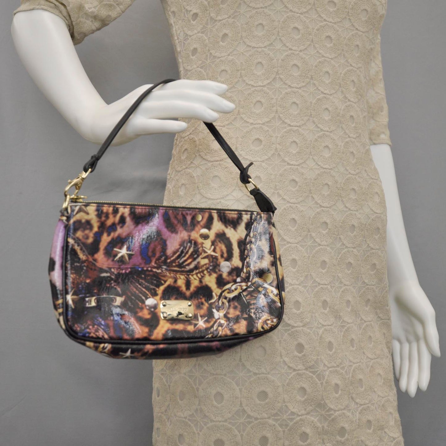 Glazed Canvas Scarlet Animal Print Clutch