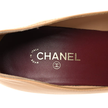 Chanel Lambskin Patent Calfskin Cap Toe Pumps 37 Beige Black 9 of 10