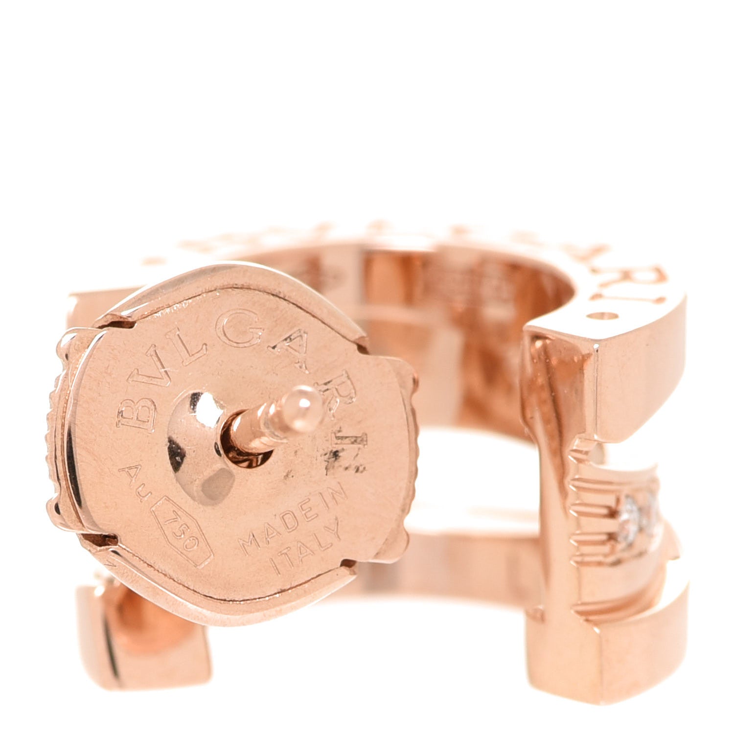 Bulgari 18K Rose Gold Diamond B.Zero1 Legend Hoop Earrings 5 of 6