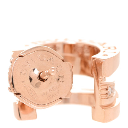 Bulgari 18K Rose Gold Diamond B.Zero1 Legend Hoop Earrings 5 of 6