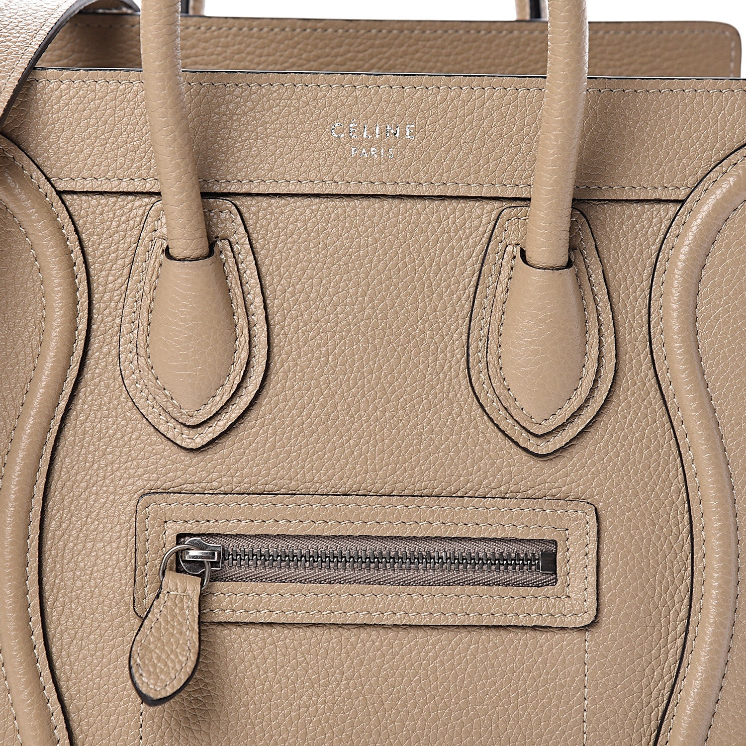 Celine Drummed Calfskin Nano Luggage Dune 8 of 10