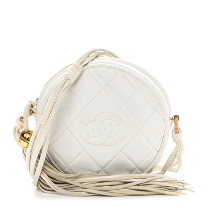 Chanel Lambskin Quilted Round Tassel Crossbody Bag White 1 of 11
