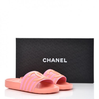 Chanel Rubber CC Flat Slide Sandals 35 Orange Pink 11 of 11