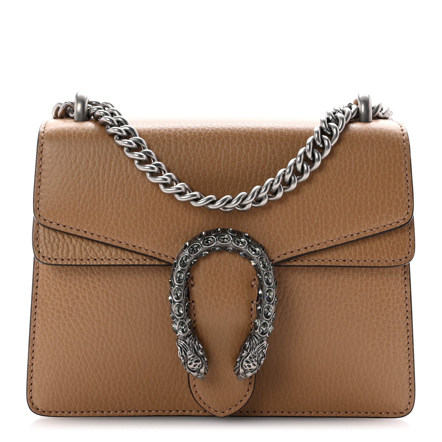 Dollar Calfskin Crystal Mini Dionysus Shoulder Bag Natural Tan Black Diamond