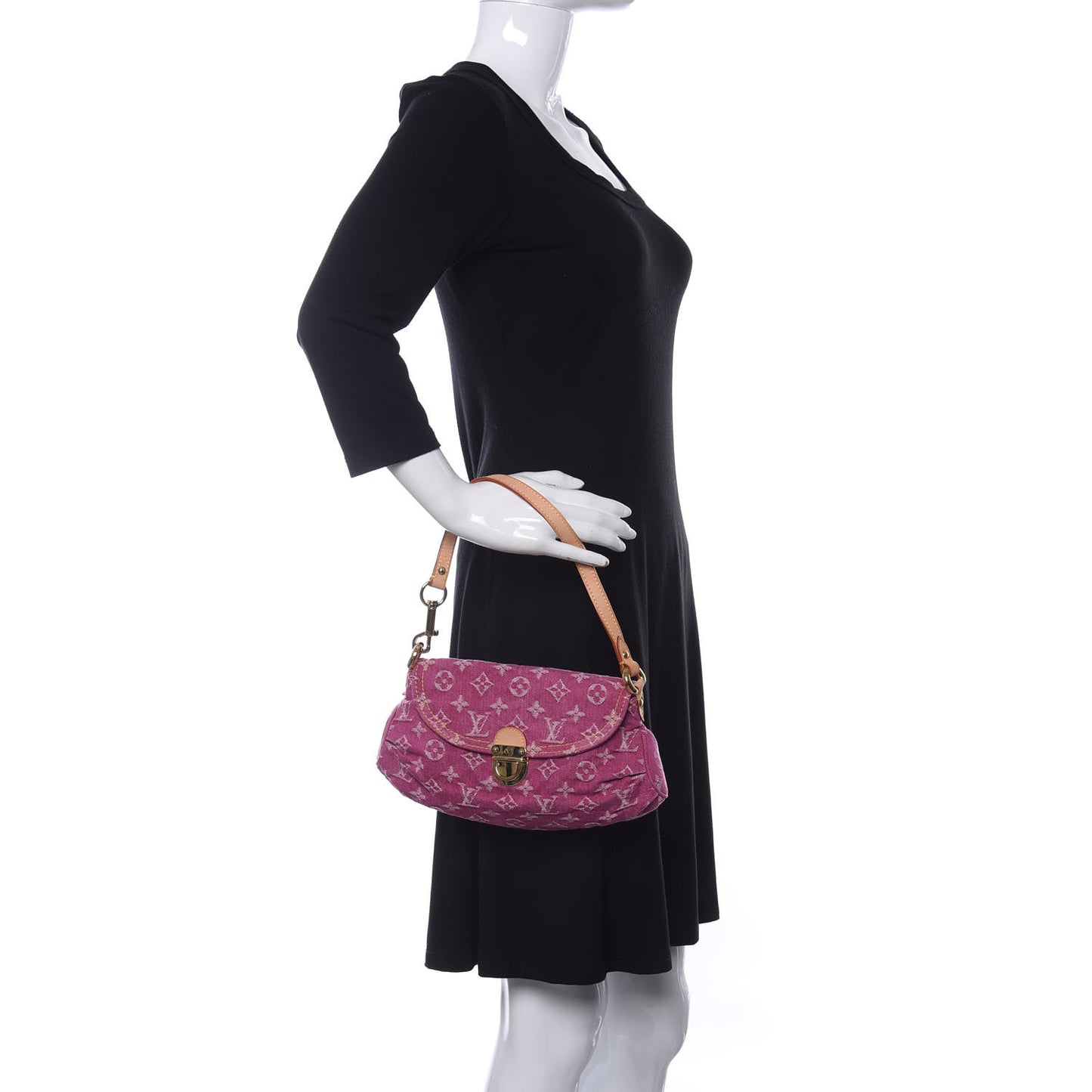 Monogram Denim Mini Pleaty Fuchsia