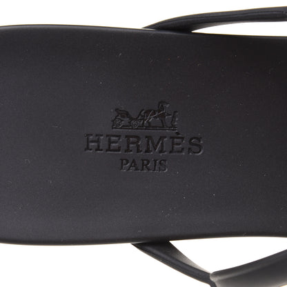Hermes Rubber Womens Egerie Sandals 39 Black 7 of 8