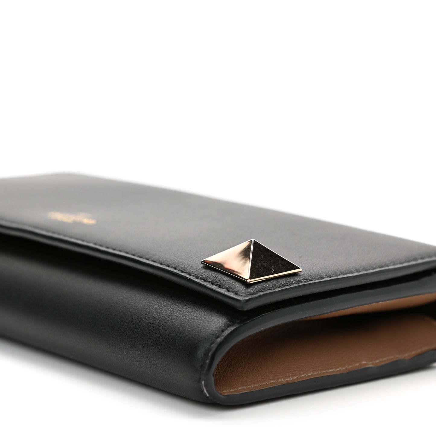 Calfskin Stud Flap Wallet On Chain Black