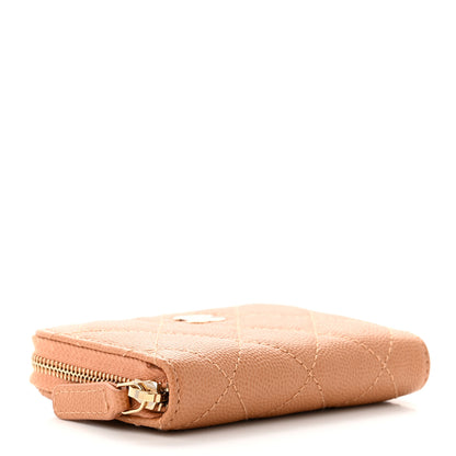 Chanel Caviar Quilted Zip Around Coin Purse Dark Beige 4 of 8