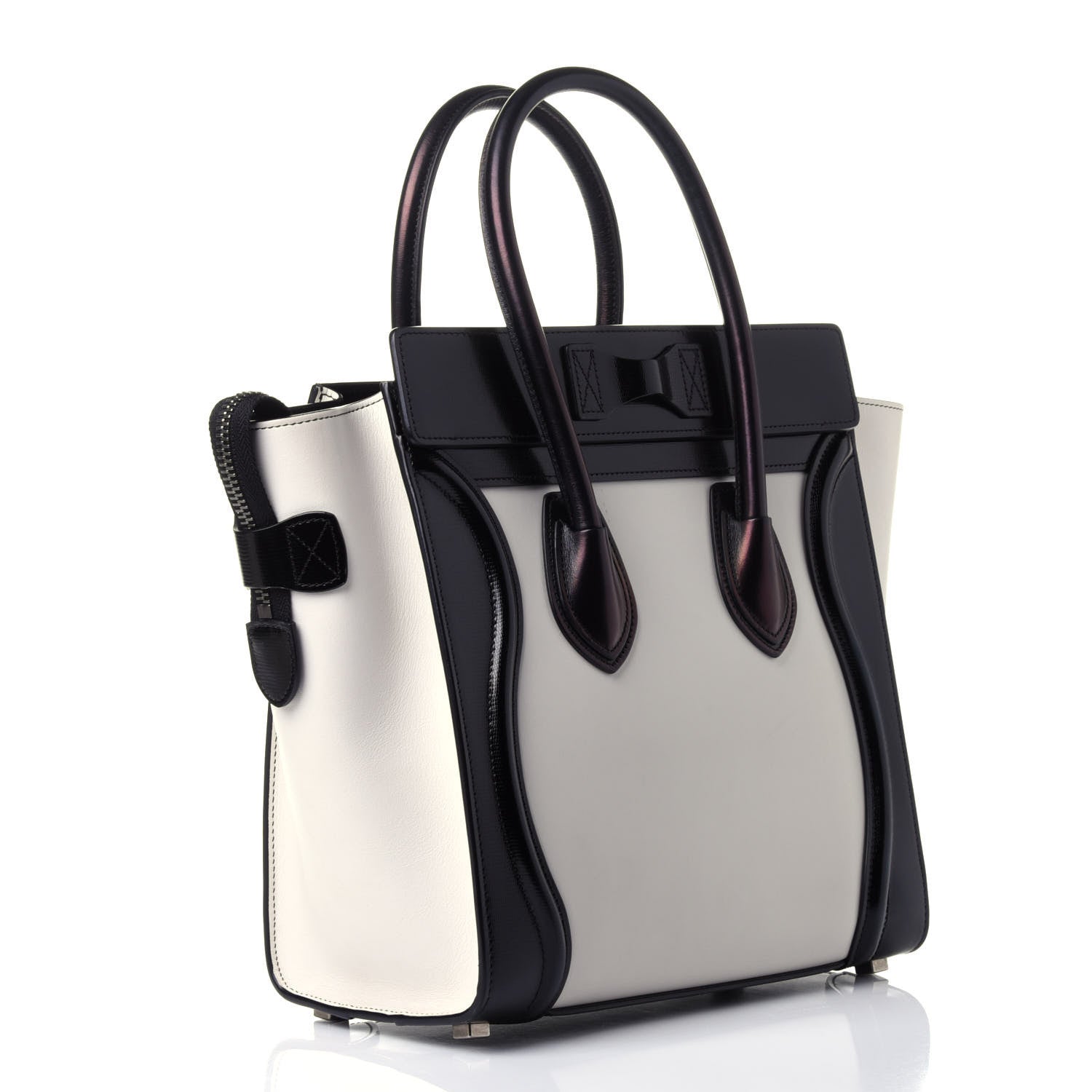 Celine Sleek Calfskin Micro Bi-Color Luggage Black White 3 of 5