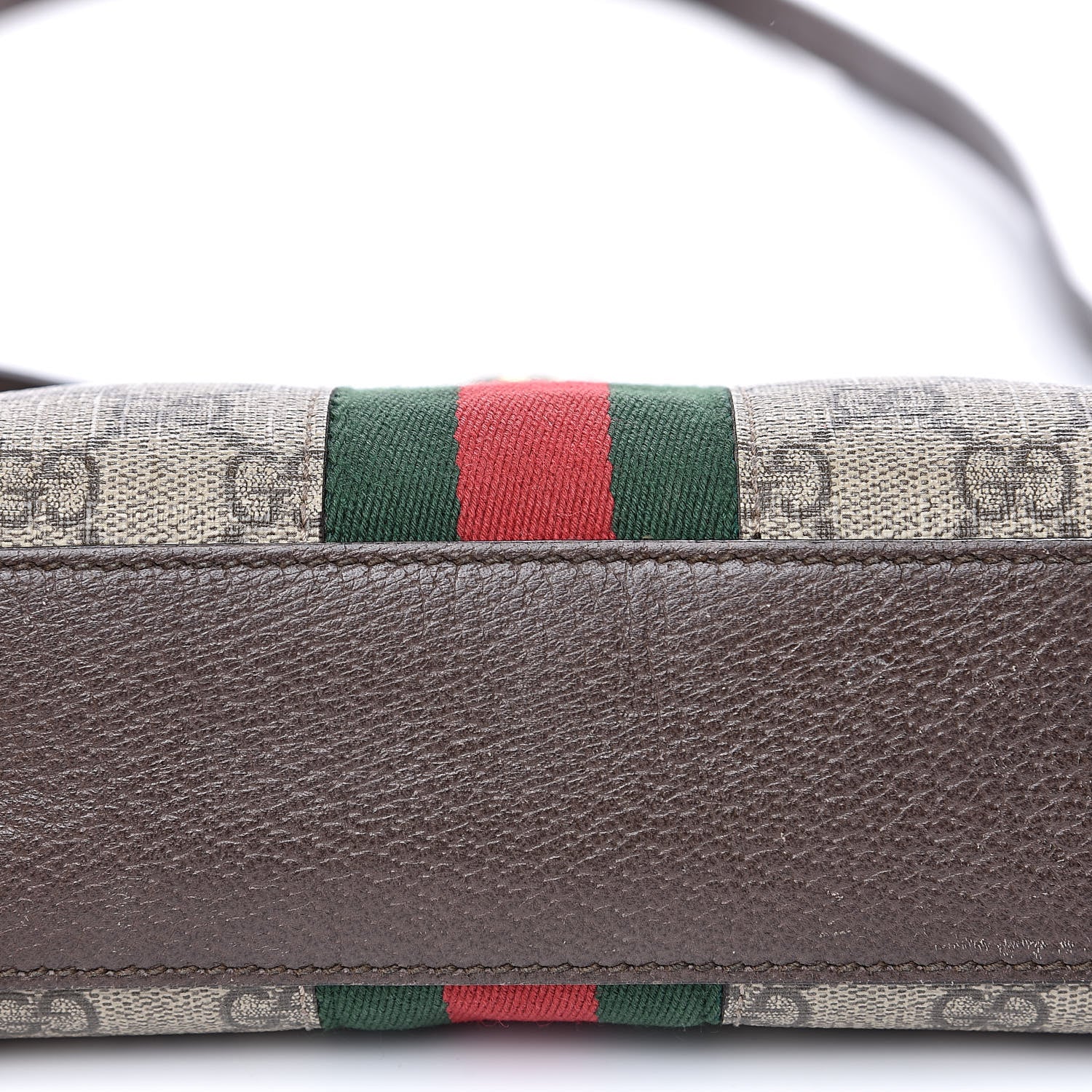 Gucci GG Supreme Monogram Textured Dollar Calfskin Web Small Ophidia Dome Shoulder Bag Beige Ebony New Acero 12 of 16