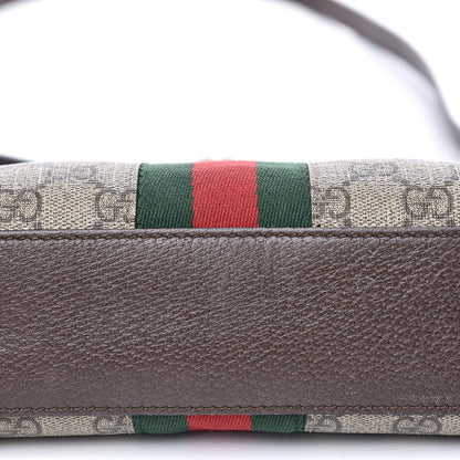 Gucci GG Supreme Monogram Textured Dollar Calfskin Web Small Ophidia Dome Shoulder Bag Beige Ebony New Acero 12 of 16