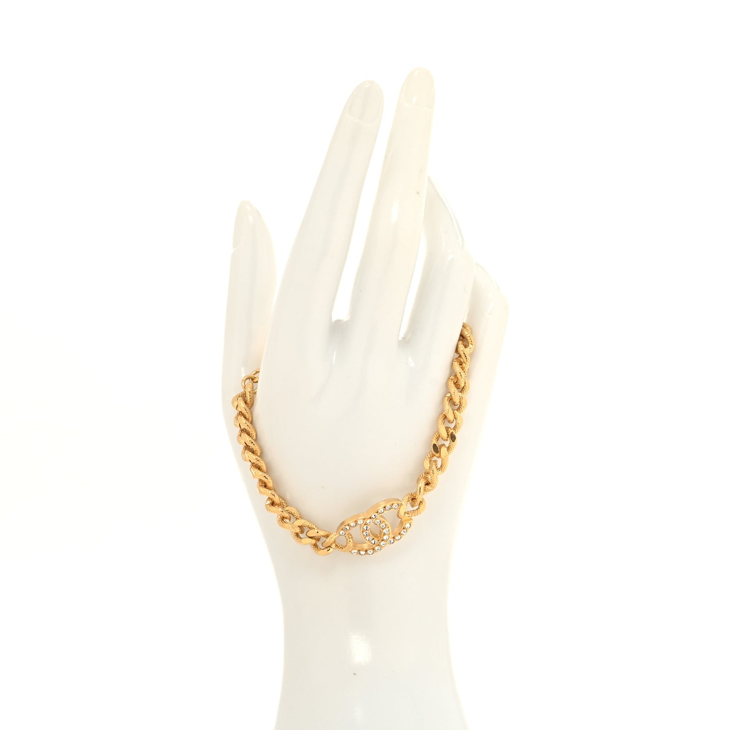 Crystal CC Chain Link Bracelet Gold