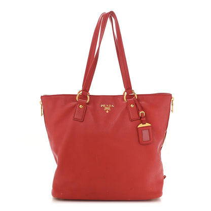 Prada Vitello Daino Side Zip Shopper Tote Rosso 1 of 18