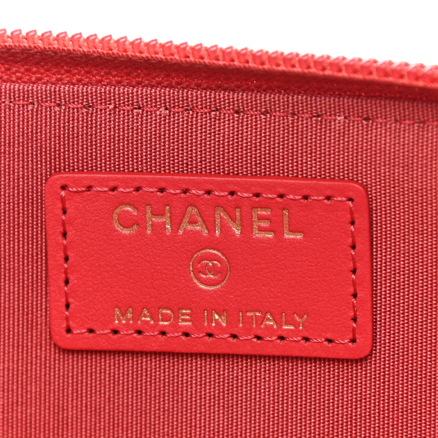 Chanel Calfskin Chain Embossed CC Key Holder Case Light Red 6 of 7