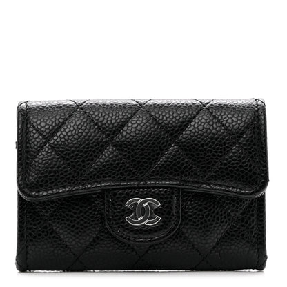 Chanel Caviar Quilted Flap Card Holder Wallet Black 1 of 8