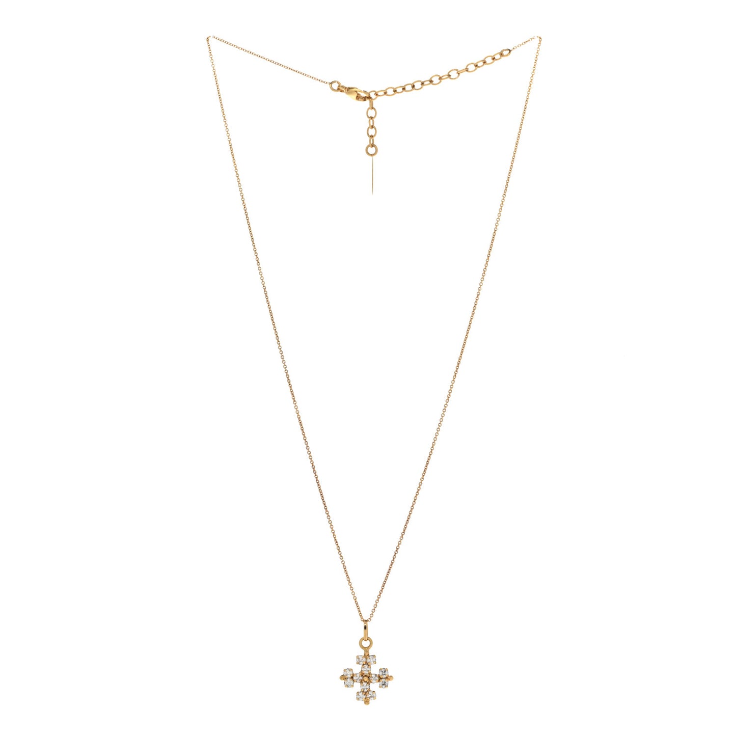 Metal Crystal Cross Pendant Necklace Gold