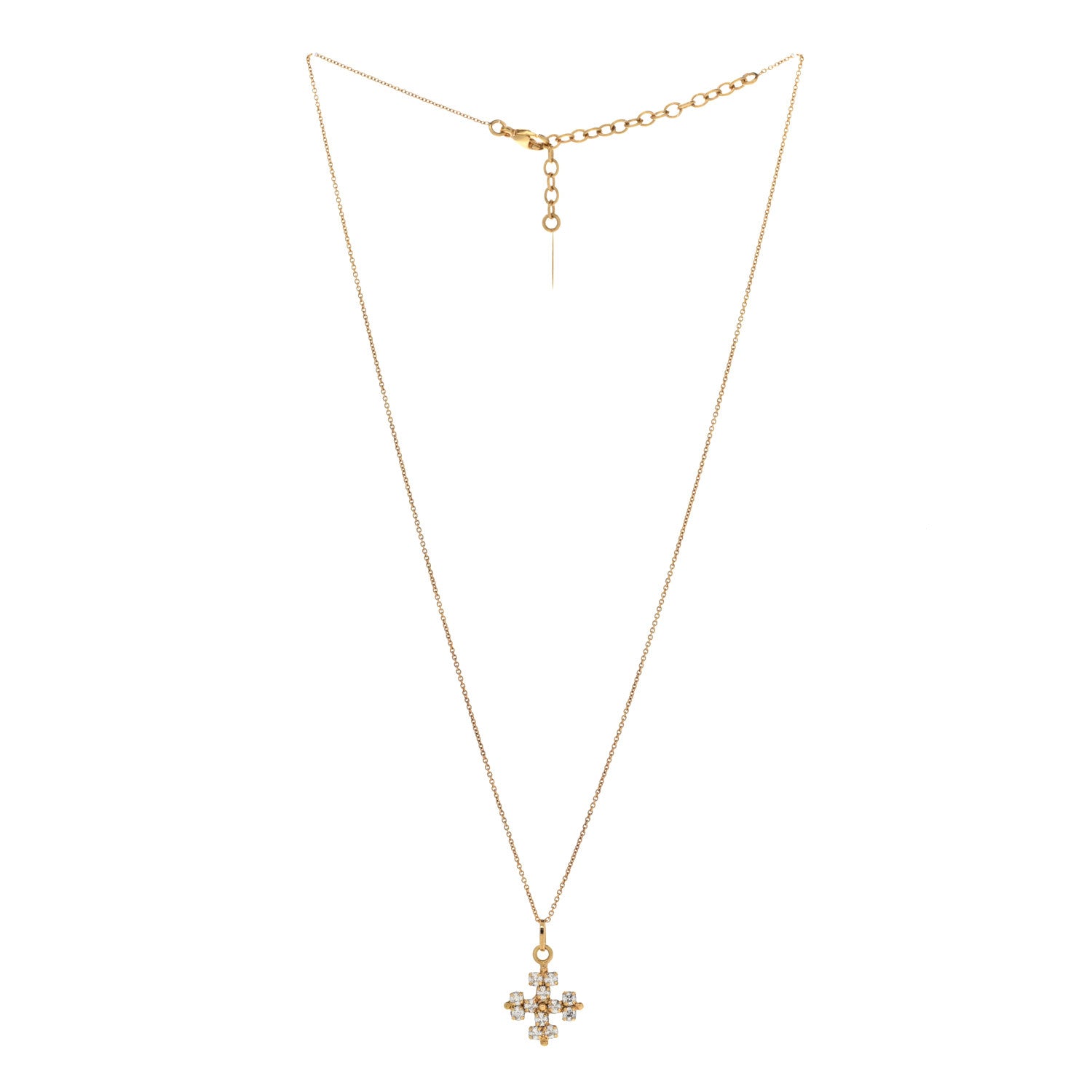 Saint Laurent Metal Crystal Cross Pendant Necklace Gold 3 of 6