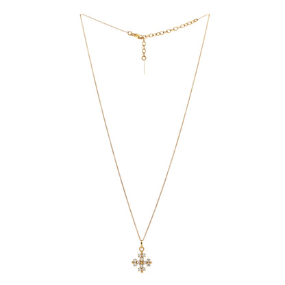 Saint Laurent Metal Crystal Cross Pendant Necklace Gold 3 of 6