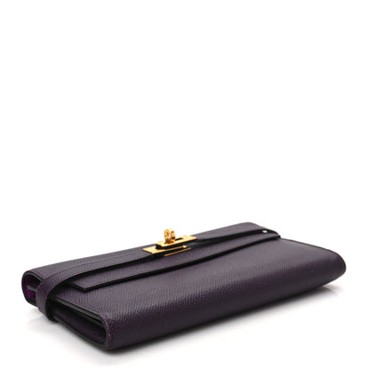 Hermes Epsom Verso Kelly Longue Wallet Raisin Anemone 4 of 10