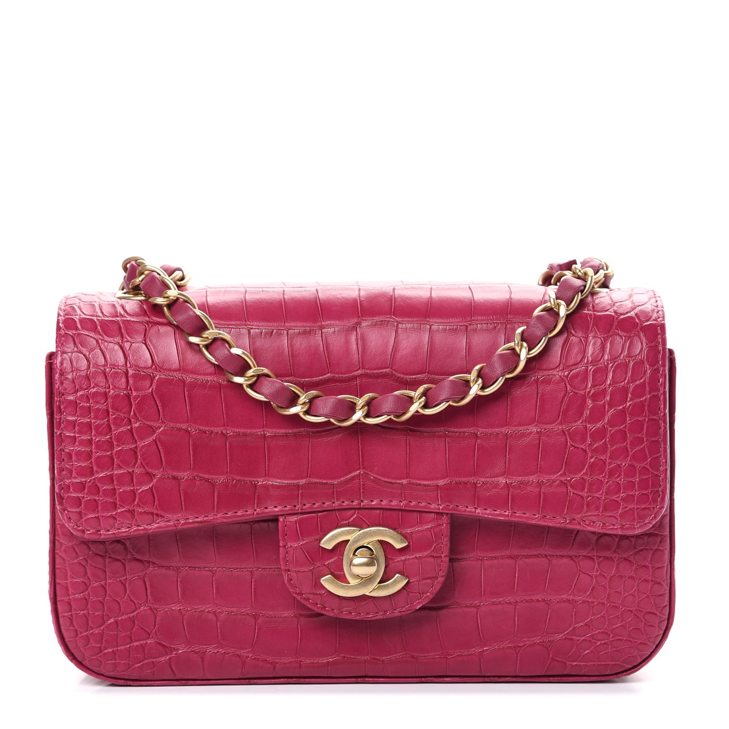 Matte Alligator Mini Flap Pink