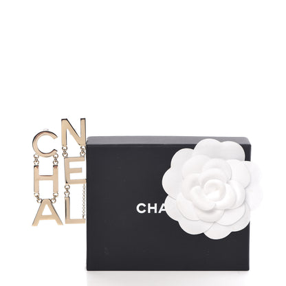 Chanel Metal Cha-Nel Logo Drop Earrings Gold 5 of 5