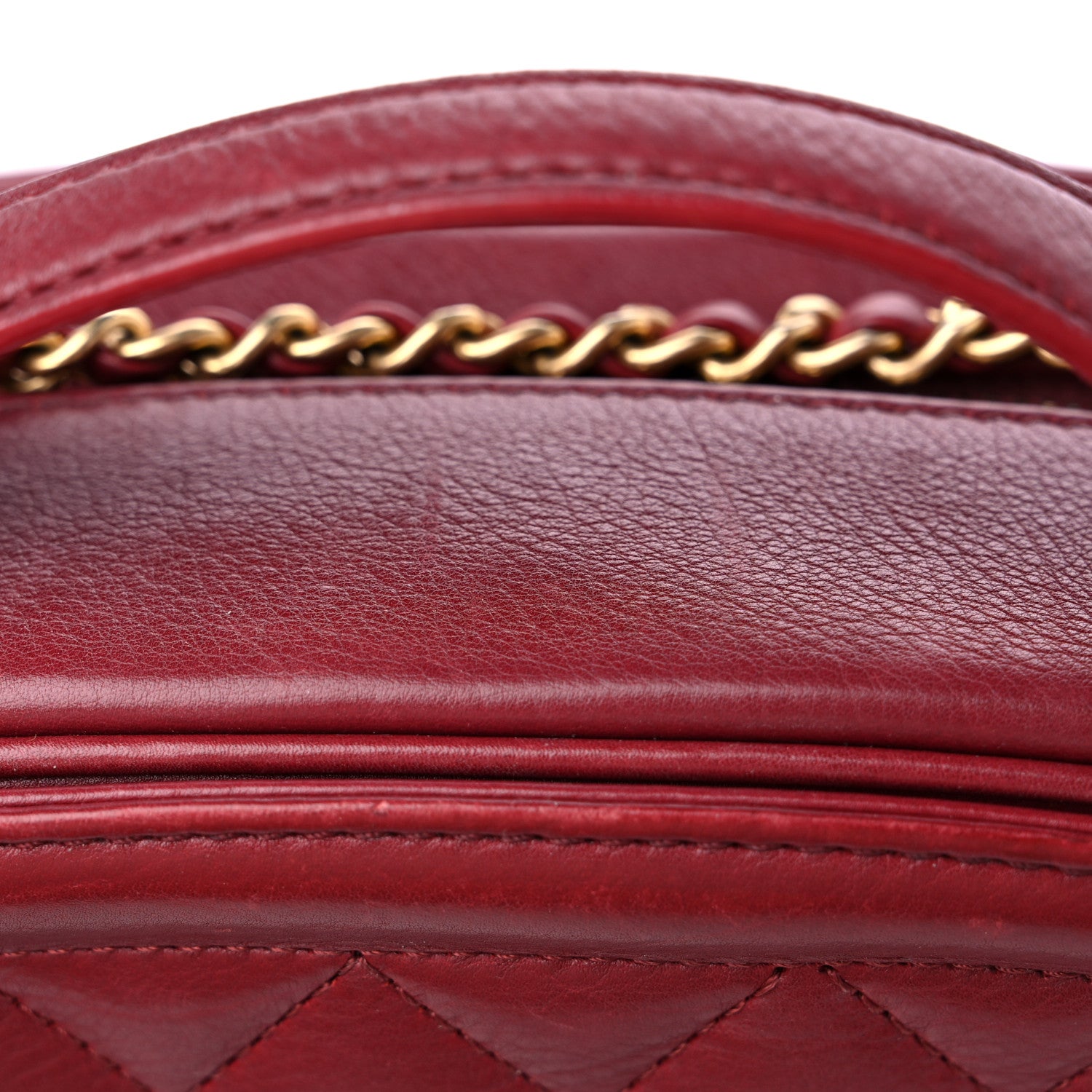 Chanel Calfskin Quilted CC Small Vanity Case Dark Red 10 of 10
