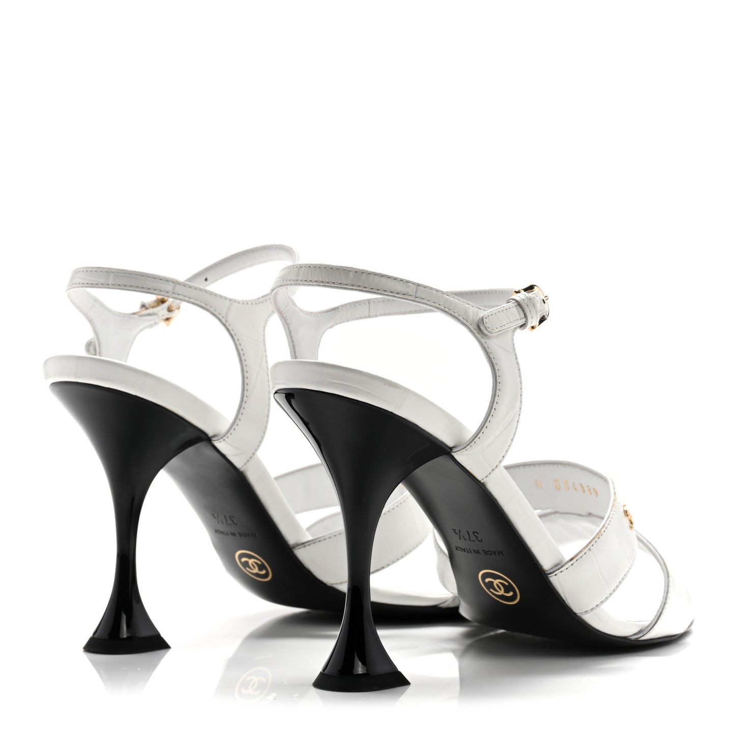 Calfskin Crocodile Embossed Sandals 37.5 White
